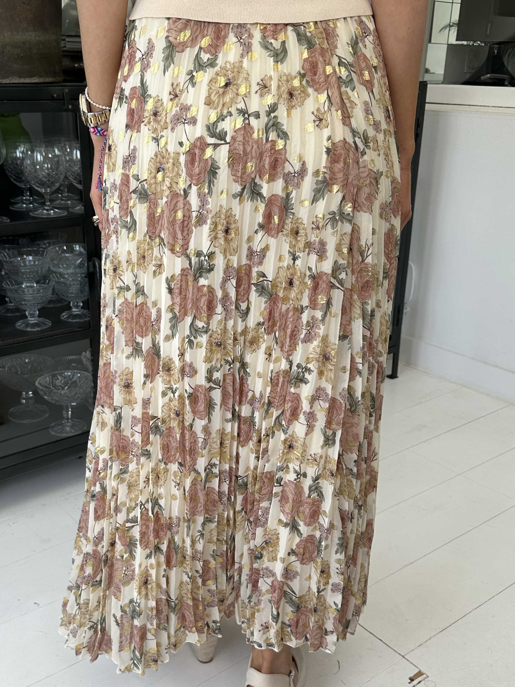 Josefine - Söt plisserad kjol med blommigt mönster